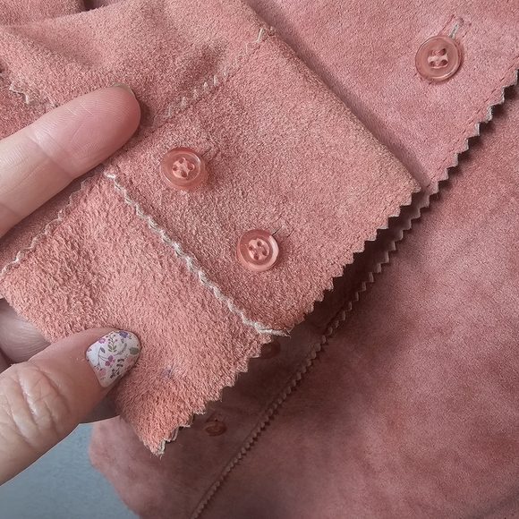 Brandon Thomas Womens M medium 100% Leather Blouse Button Shirt Pink‎ Western - Picture 13 of 16